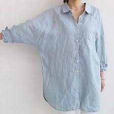 43 98 women s korean style loose casual linen long sleeve shirt women shirts blouse long shirt tops elegant shirt