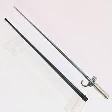 Maker marked from the st etienne arsenals, it has the post m93 safety update marked receiver and 1890 production date on the barrel. French Model 1886 Epee Lebel Bayonet