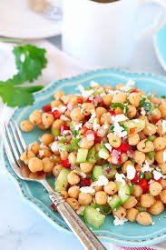 2 1/4 cups diced cucumbers, partially peeled. Chana Salad Or Chickpea Salad Easy No Cook Summer Chickpea Salad