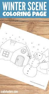 Winter Scene Coloring Page For Kids Trail Of Colors