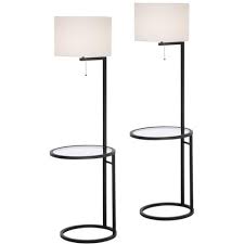 Top picks related reviews newsletter. 360 Lighting Modern Tall Floor Lamps Set Of 2 With Glass Tray Table Black Metal White Fabric Drum Shades Decor Living Room Reading Target