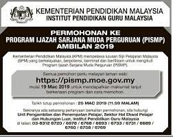 Check spelling or type a new query. Iklan Permohonan Ipg Pismp 2019 Untuk Calon Guru Lulusan Spm Terbuka Seluruh Negeri Kerja Kosong Kerajaan