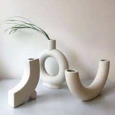 Vintage arts & crafts matte white haeger art pottery vase. Ceramic Off White Donut Vase Half Donut Vase White Circle Vase In 2021 Ceramic Vases Ceramics White Vases