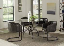 Roundhill furniture cylina glass top round dining table with 4 chairs. 108291 5 Pc 17 Stories Guttenberg Aviano 54 Round Clear Glass Top Gunmetal Metal Base Dining