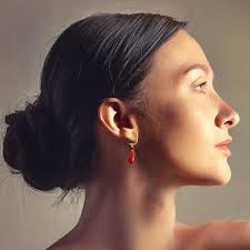 Hue & Haze Torch Collection Teardrop Carnelian and Gold Necklace