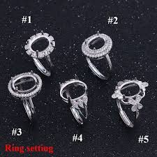 925 Sterling Silver Cz Halo Adjustable Mount Ring Oval Prong Etsy 925 Sterling Silver Sterling Silver Cleaner Sterling Silver Findings