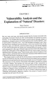 Pdf Vulnerability Analysis And The Explanation Of Natural Disasters