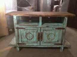 Tv Stand Turquoise Distressed Wood Rustic Furniture Western Furniture Southwestern Home Decor