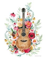 De beijar sua boca e dormir de conchinha, sem roupa e fazer um love, um love com você um love, um love com você. Guitar And Flowers Art Watercolor Etsy In 2021 Flower Art Painting Ukulele Art Flower Art