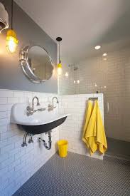 yellow and gray bathroom cottage