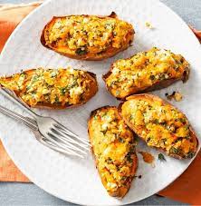 Feta Stuffed Sweet Potatoes Savory Recipe Feta Sweet Potato Recipes Sweet Potato