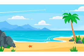  Summer Beach Background Sandy Seashore Sea Coast With Palm 997508 Illustrations Design Bundles In 2021 Beach Background Beach Cartoon Beach Posters