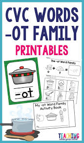 Cvc Ot Words Word Family Activities Kindergarten Word Families Word Families