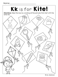 K Is For Kite Beginning Sounds Practice Kites Preschool Pattern Worksheets For Kindergarten Baby Learning Activities