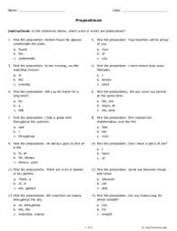 English grade 4 grammar prepositions. Prepositions Questions And Answers Pdf