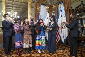 One outfit, though, who could potentially. Making History In Style Deb Haaland Wears Indigenous Dress At Swearing In Deb Haaland The Guardian