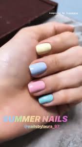 Playful patterns in an array of pastel shades makes a sweet color palette feel less keep things from getting too crazy by sticking with the same color palette across each nail. Gradient Rainbow Nail Trend Carolina
