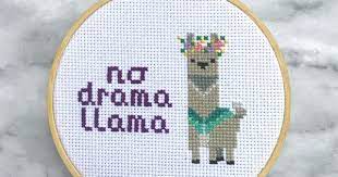 No Drama Llama Cross Stitch Pattern Funny Instant Download