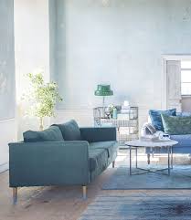 Tonal Shades Of Blue And Green Dramatic Yet Calming Living Room Ikea Karlstad Sofa With Prettypegs Legs And A Bemz Cover Home Interior Furniture Home Decor