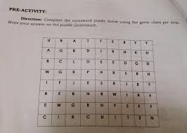 We did not find results for: Pre Activity Direction Complete The Crossword Puzzle Below Using The Given Clues Per Item Write Your Brainly Ph