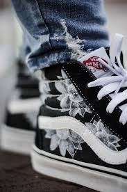 Black And White Checkered Vans With Sunflowers White Sunflower The Custom Movement In 2020 Black And White Vans Vans Shoes Women Black And White Shoes