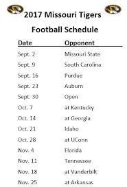 Printable 2017 Missouri Tigers Football Schedule Missouri Tigers Football Missouri Tigers Missouri State