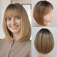 Amazon.com: Doremiy Peluca rosa Bob con flequillo, pelucas cortas y rectas  naturales para mujer, pelucas sintéticas hasta el hombro para cosplay ...