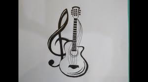 Follow the red lines for each step. Acoustic Guitar Drawing By Om Aksar Omakshararts Youtube