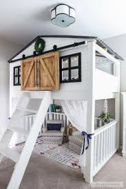 How To Build A Diy Sliding Barn Door Loft Bed Full Size In 2020 Kids Loft Beds Diy Sliding Barn Door Loft Bed