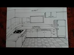 How To Draw A Kitchen One Point Perspective Youtube