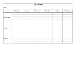 Include the complete breakdown of the catering menu that the client will receive at their event. Kostenloses Weekly Catering Menu Template Monday To Saturday