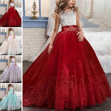2013 l'arrivée de nouveaux enfants robes de soirée halter bleu. Princesse Enfants Bebe Fille Robe Dentelle Robe De Soiree Florale Robe Dete Eur 26 29 Picclick Fr