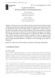 Pdf Le Jeu De La Hache A Critical Edition And Dating Discussion