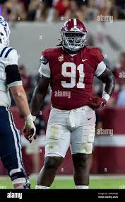 Alabama defensive lineman Jaheim Oatis (91) gets his first action as a  freshman during the second half of an NCAA college football game against  Utah State, Saturday, Sept. 3, 2022, in Tuscaloosa,