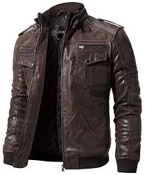 Amazon Com Flavor Men Biker Retro Brown Leather Motorcycle Jacket Genuine Leather Leather Jacket Men Style Jackets Men Fashion Brown Leather Motorcycle Jacket