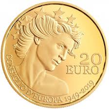 Let's give the listener a 3d version of coin. 20 Euro Gold Coin Proof 70th Anniversary Of The Council Of Europe San Marino Philatelic Numismatic Office