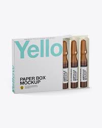 Amber Glass Ampoules Pack Mockup Half Side View High Angle Shot In Box Mockups On Yellow Images Object Mockups Mockup Free Psd Free Psd Mockups Templates Free Logo Mockup Psd