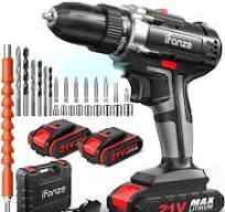 Qunler 21V Cordless Drill, Power Drill Driver Set with 2 Batteries,  3/8"Keyless Chuck, 25+1 Position, 2 Variable Speed, Built-in LED for  Drilling and ...