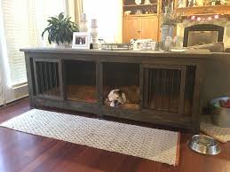 Our crew works across departments so you may see them training, in daycare, doing a bath, at the desk or in kennel. I Think He Likes The New Crate Dogcrate Dog Crate Furniture Pet Crate Furniture Dog Furniture