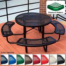 The classic look of parktastic's 46 round portable picnic table is sure to bring a whole lot of charm to any space. Round Table Diamond 46 Flaghouse