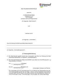 Klaus pipke, mitglied des rates der stadt von 1989 bis 2020, hauptamtlicher bürgermeister der stadt hennef von 2004 bis 2020. N U T Z U N G S V E R T R A G Zwischen Der Stadt Hennef Sieg