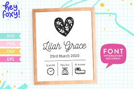Birth Stats Svg Template Baby Birth Announcement Svg 1230841 Svgs Design Bundles