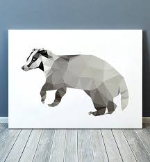 Badger Print Polygonal Art Geomatric Poster Animal Print Toa153 Polygon Art Art Animal Art