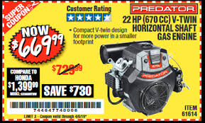 Harbor freight predator engine coupon 2020. Harbor Freight Tools Coupon Database Free Coupons 25 Percent Off Coupons Toolbox Coupons Predator 22 Hp 670 Cc V Twin Horizontal Shaft Gas Engine