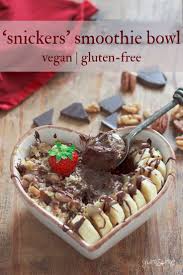 Vegan Snickers Smoothie Bowl In 2020 Vegan Smoothie Bowl Easy Vegan Dessert Smoothie Bowl Recipe