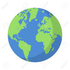 Planet Earth Or World Globe With Oceans And Water Flat Vector Earth Drawings Globe Drawing Earth Illustration