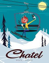 Skieur Prenant Selfie Sur Une Remontee Mecanique Dans La Station De Chatel Portes Du Soleil France Decouvrez Des Millions Affiche Affiche Vintage Ipad Art