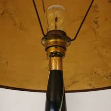 Stehlampe Messing Lackiertes Holz Vintage Italien 50er Jahren
