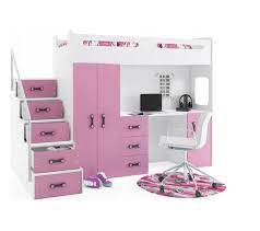 Mais attention, il faudra faire le bon choix parmi tous les styles et couleurs de bureaux. Lit Mezzanine Max 4 En 80x200 Avec Bureau Armoire Matelas Sommier Et Escalier En Blanc Rose Chambre Enfant Complete But