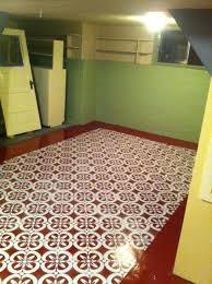 Eddie S Stenciled Floor Base Coat Floor Paint Stencil Rustoleum Top Coat Polyurethane Basement Remodeling Stenciled Floor Painted Floors